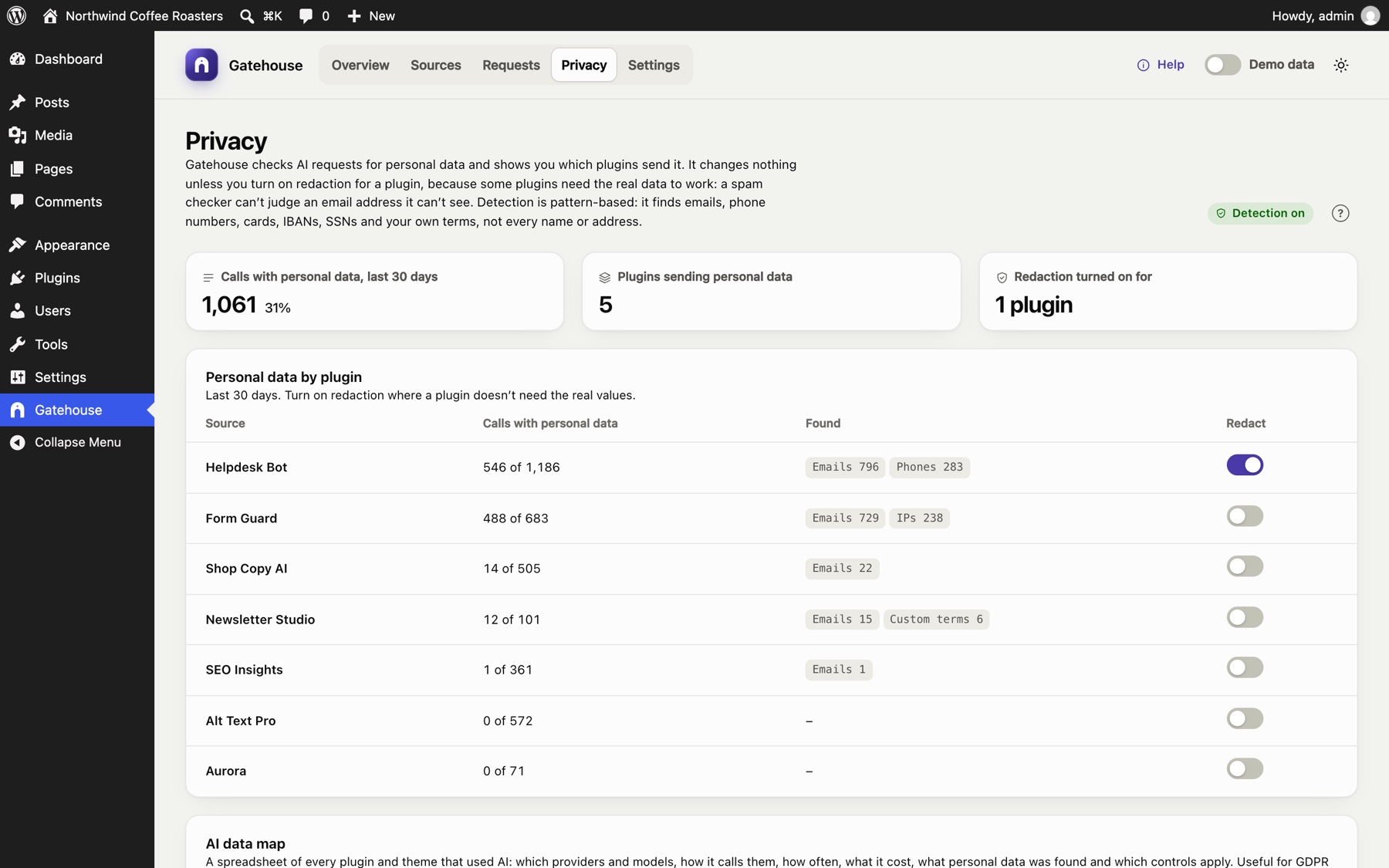 The Privacy page