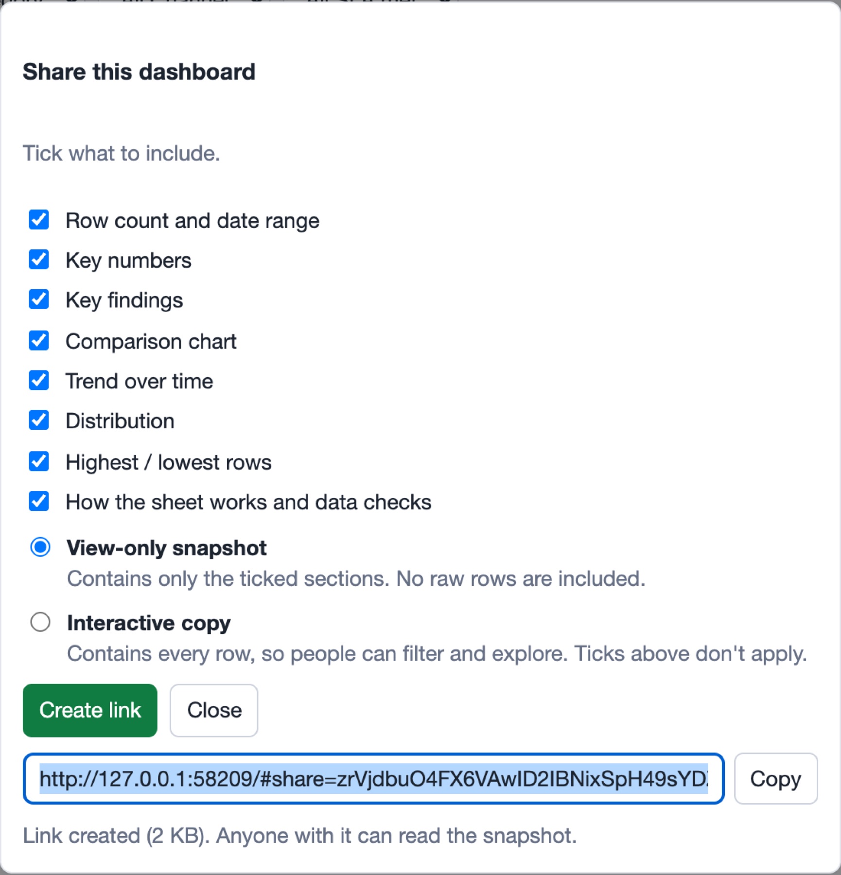 The share dialog.